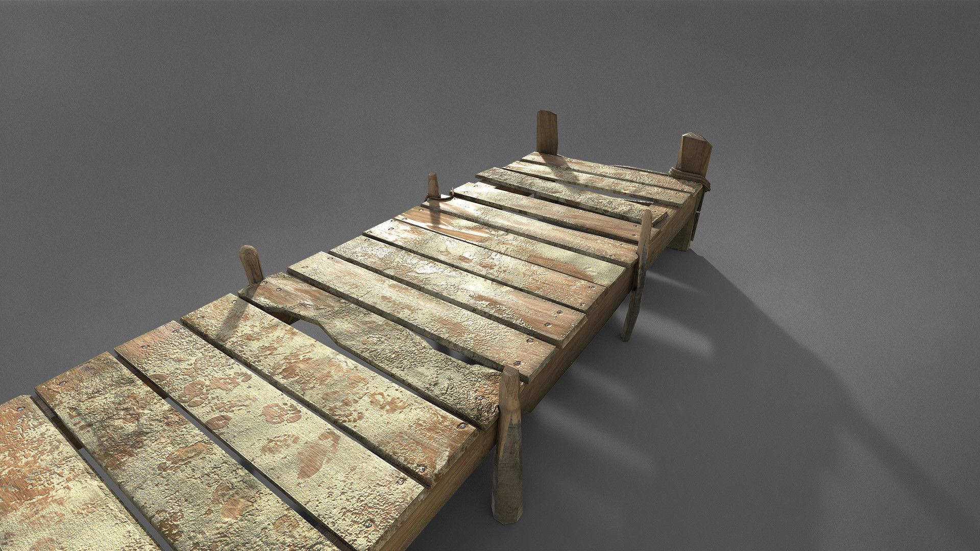 Old Wooden Pier Low-poly 3D model_2