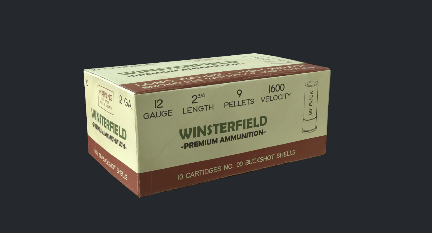 12 Gauge Shotgun Ammunition Pack Low-poly 3D model_7