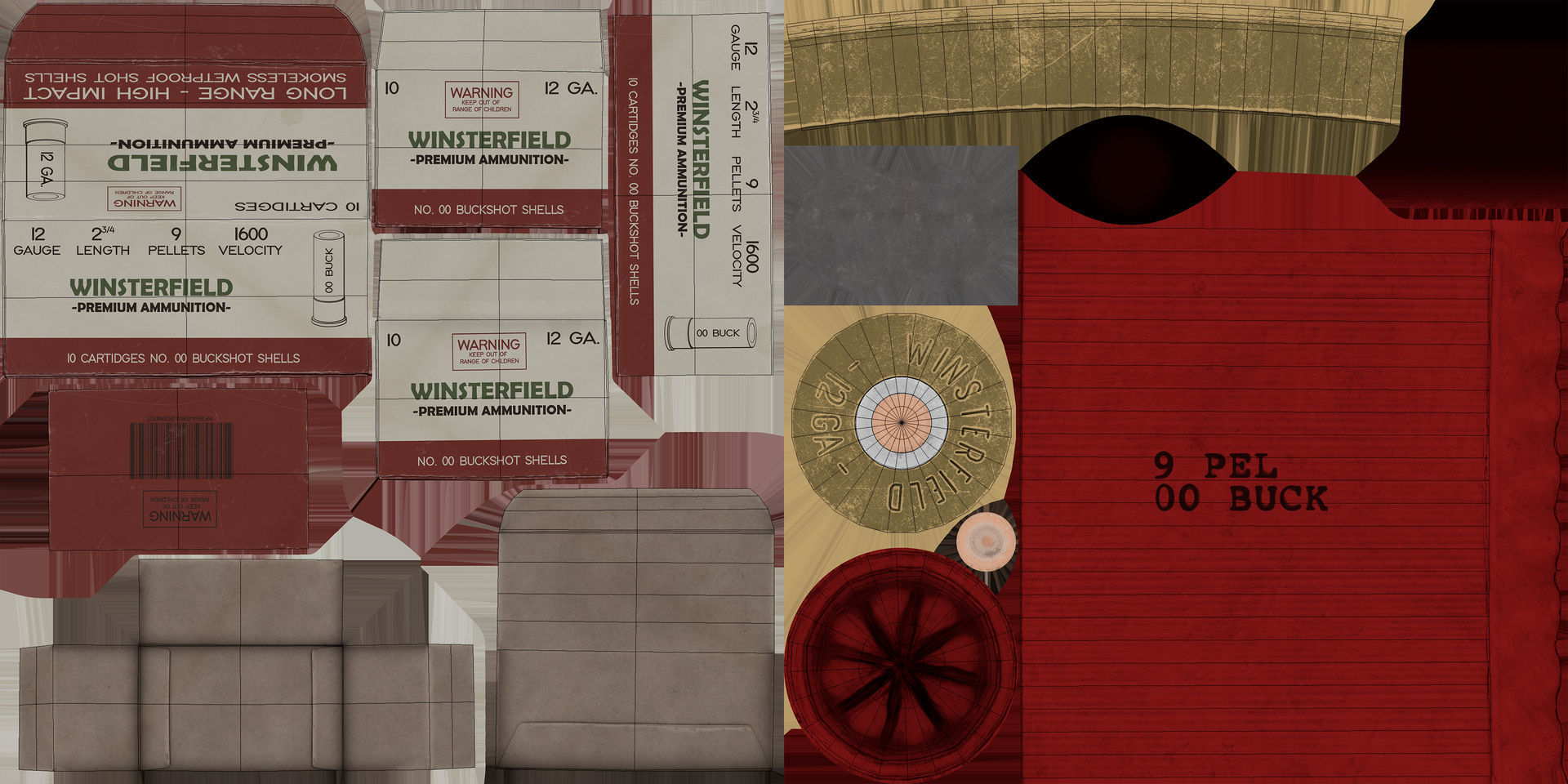 12 Gauge Shotgun Ammunition Pack Low-poly 3D model_13