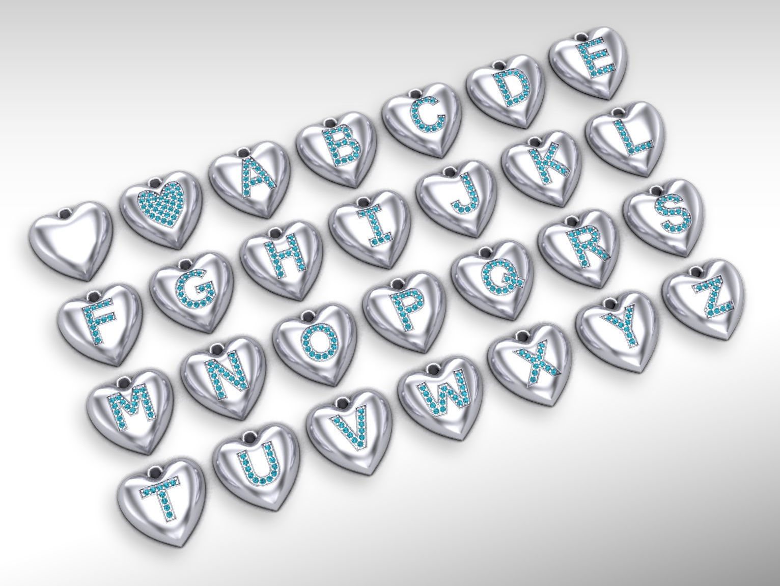 Initial Heart Pendants 3D print model_8