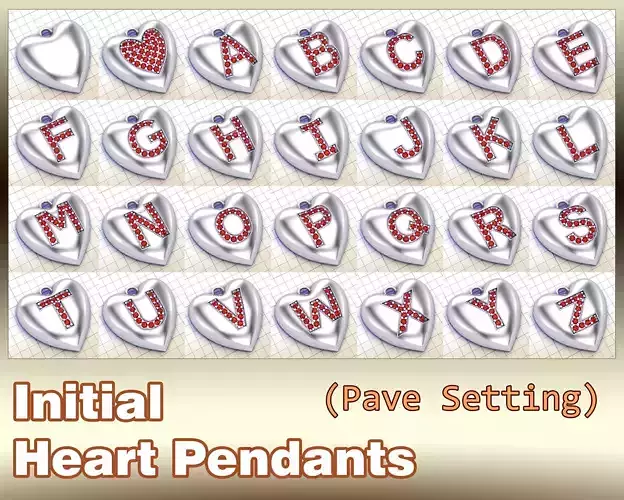 Initial Heart Pendants 