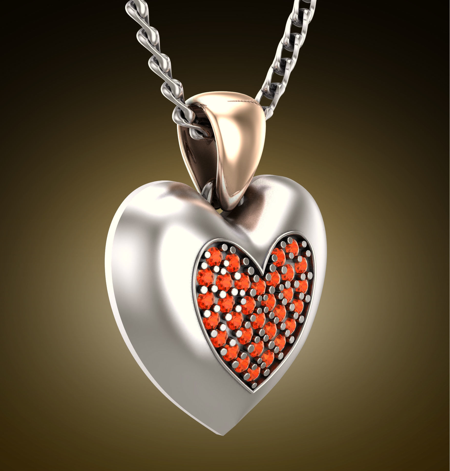 Initial Heart Pendants 3D print model_12