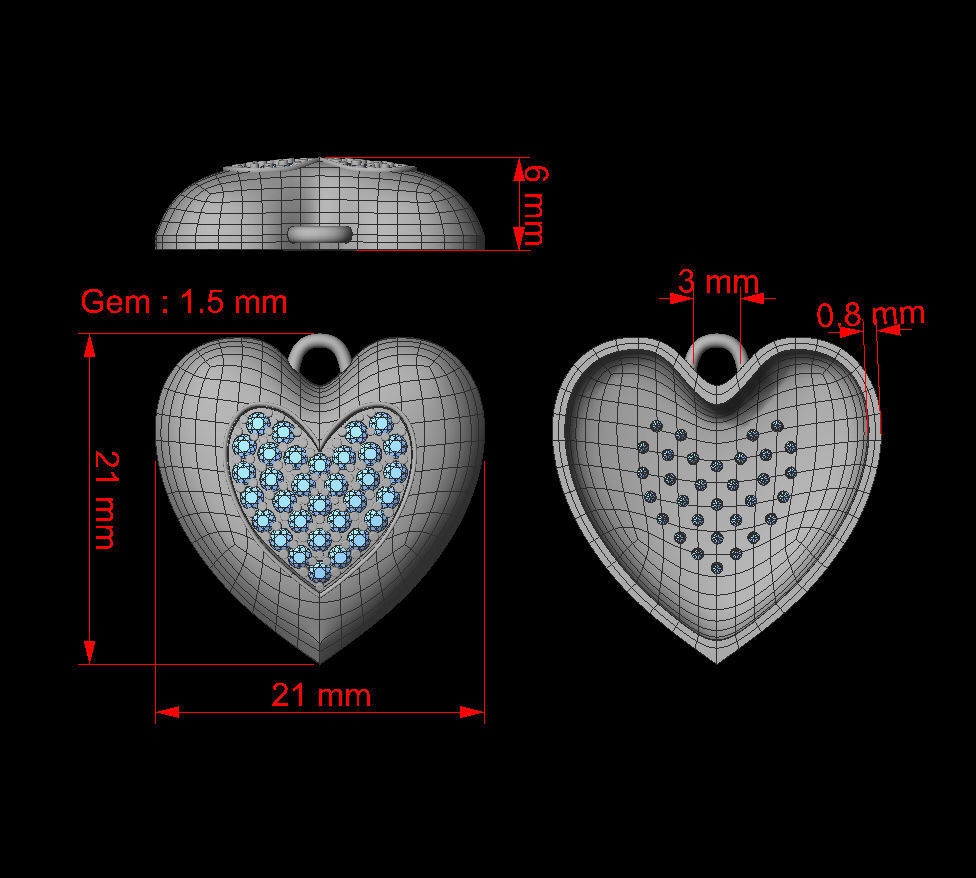 Initial Heart Pendants 3D print model_10