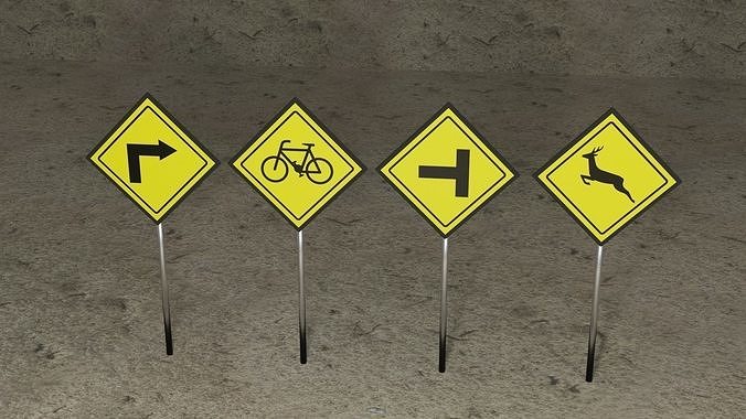 Road Signs Low Polly Game Ready  Free low-poly 3D model