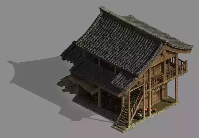 Tavern-Folk House-Double Storey Building 23 3D model