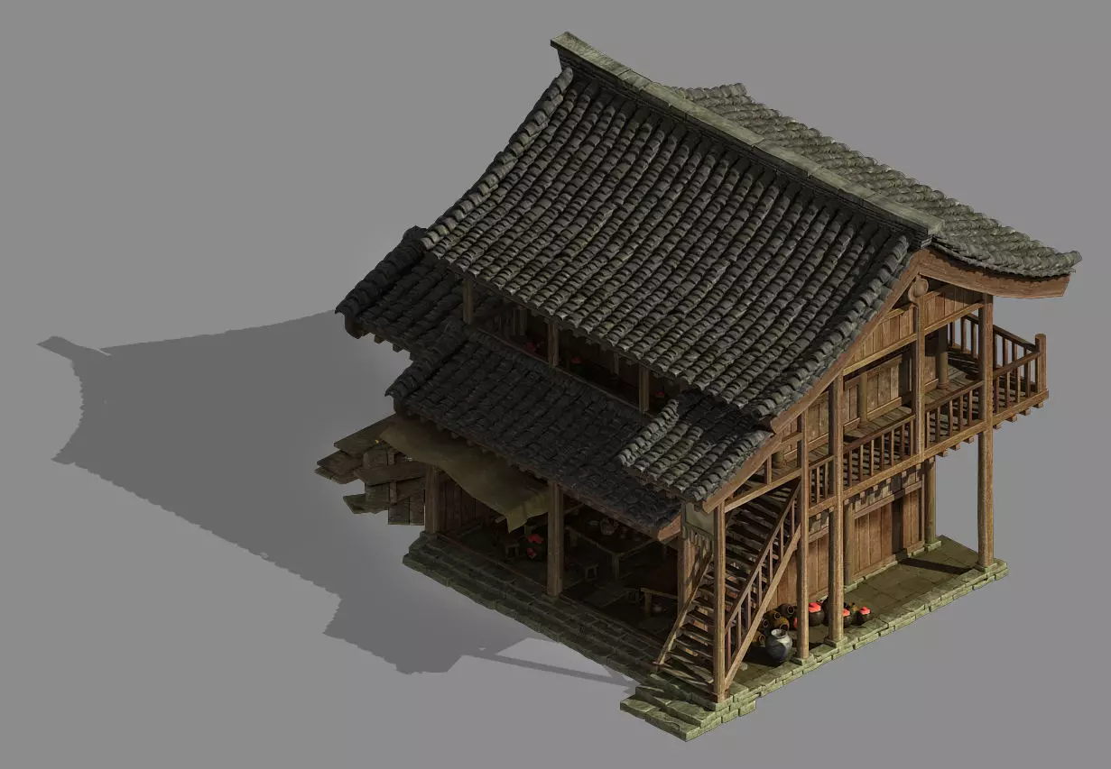 Tavern-Folk House-Double Storey Building 23 3D model_0