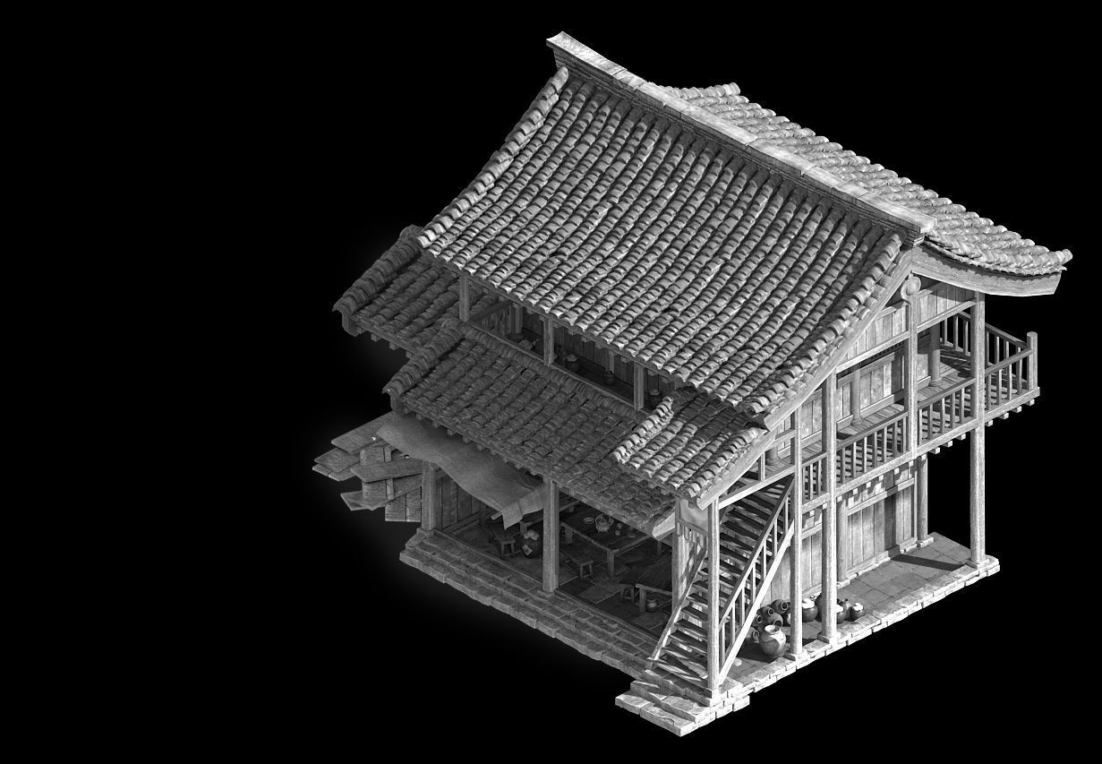 Tavern-Folk House-Double Storey Building 23 3D model_2