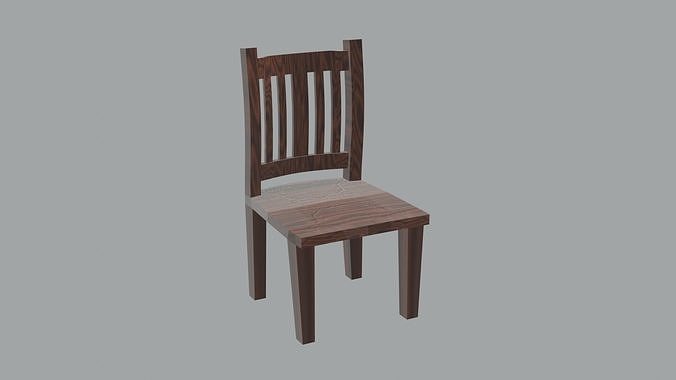 Wood Chair  Low-poly 3D model Free low-poly 3D model