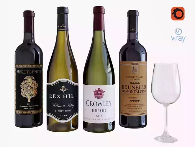 Wine bottle set 12 3D model