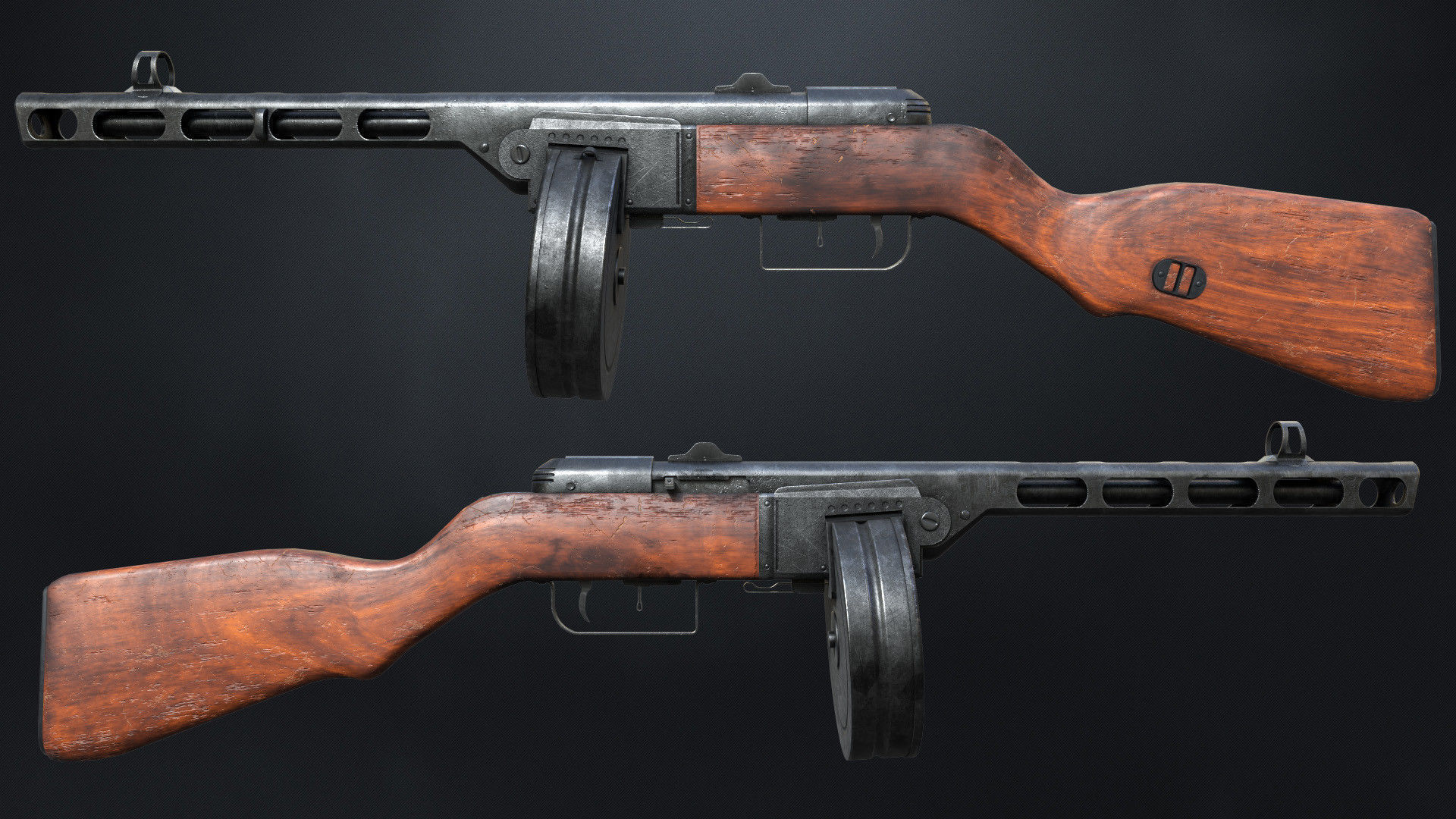 PPSh-41 Submachine Gun Low-poly 3D model_2