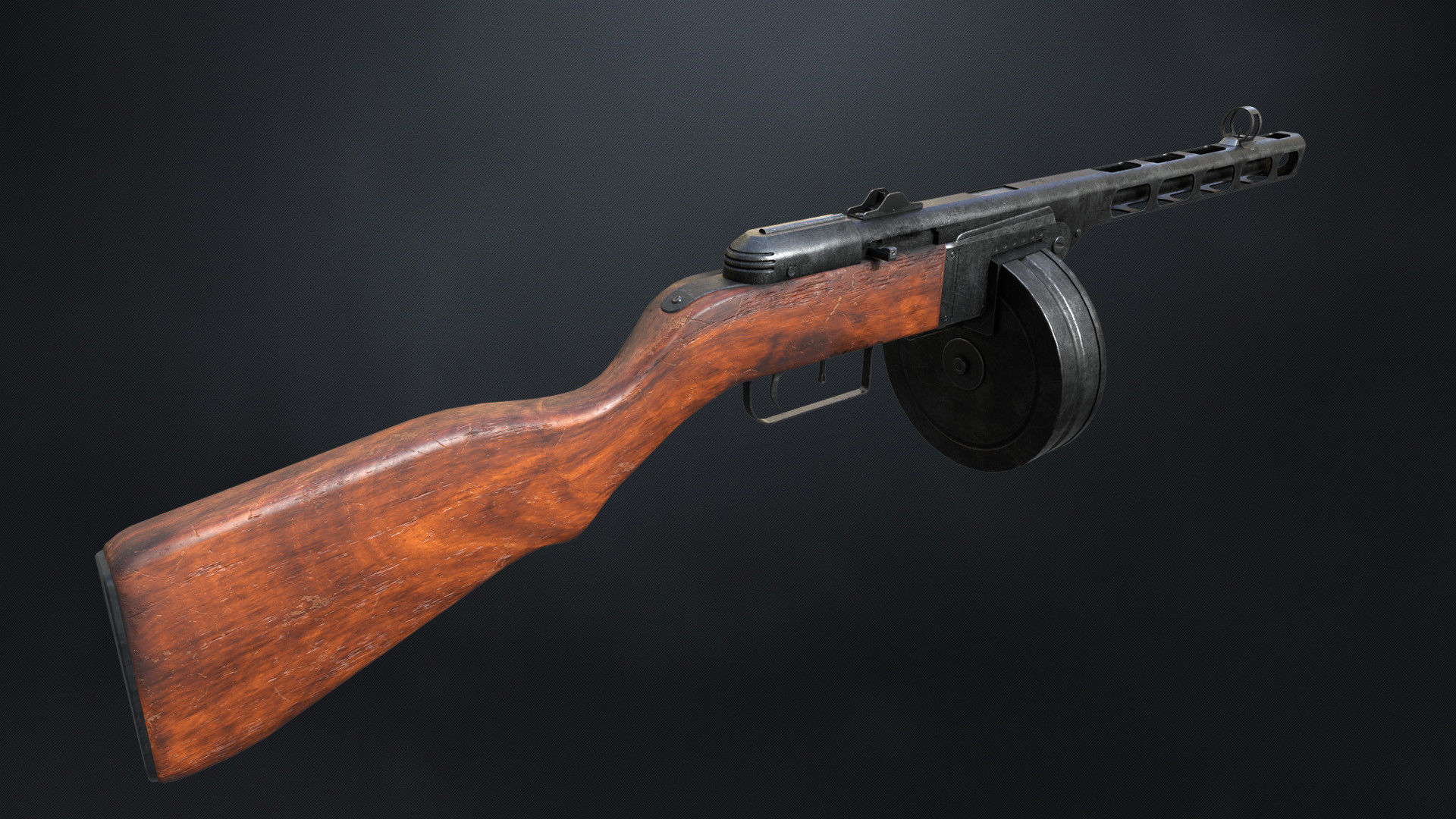 PPSh-41 Submachine Gun Low-poly 3D model_4