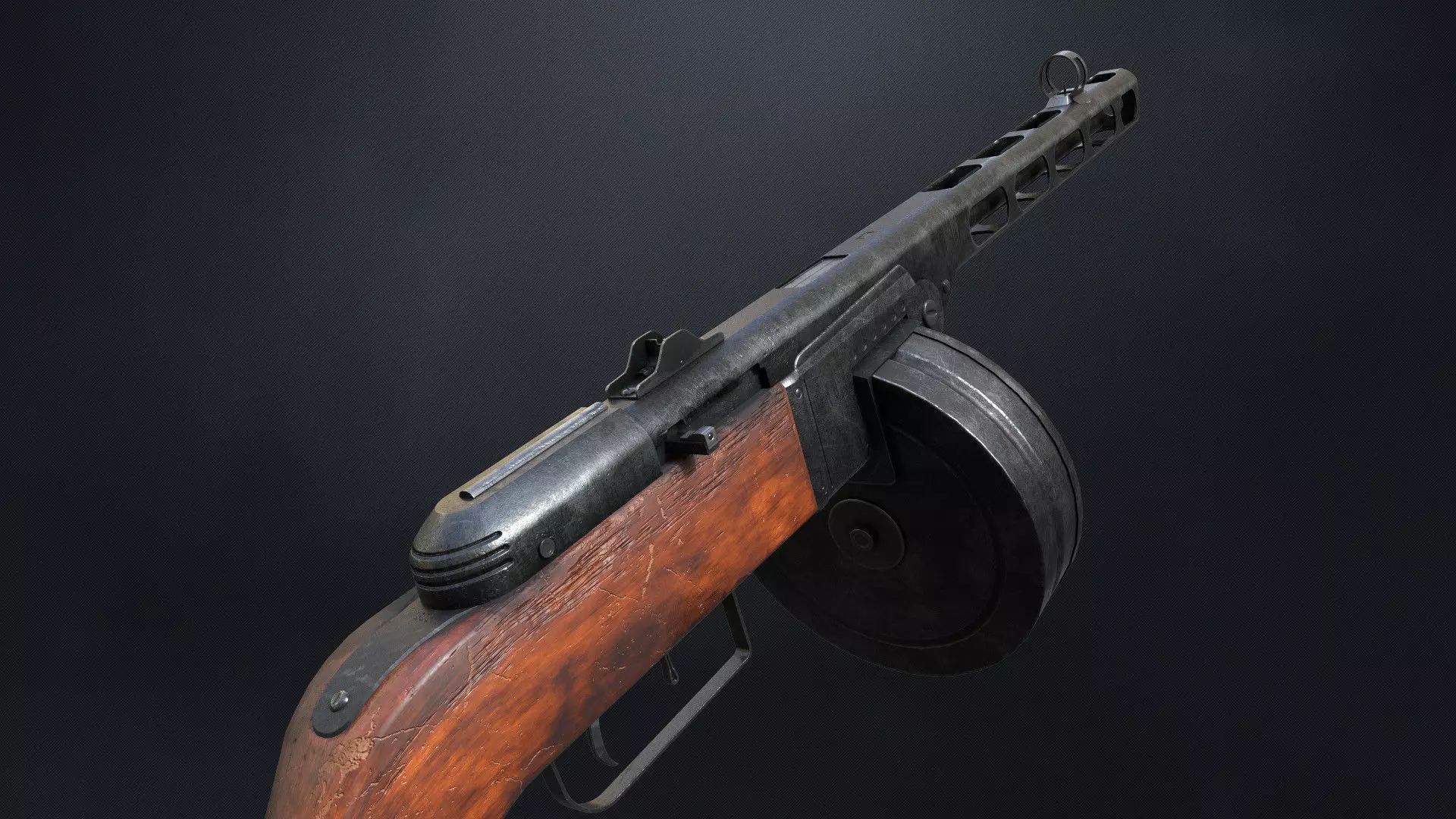 PPSh-41 Submachine Gun Low-poly 3D model_0