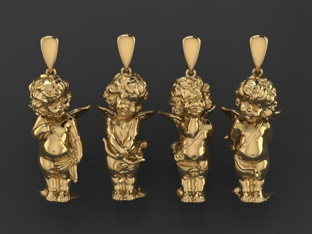4 Angel four figurines 3D print model_19