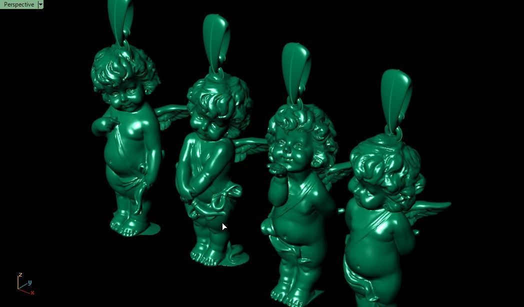 4 Angel four figurines 3D print model_8