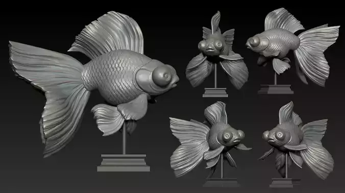 GoldFish four statues Free 3D print model