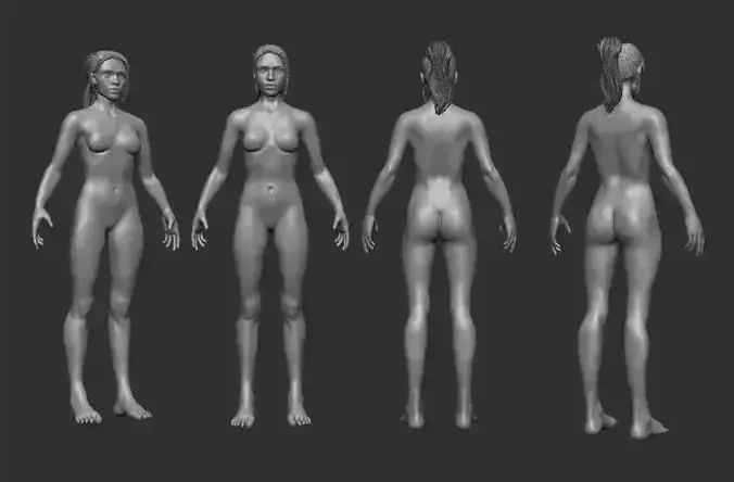 Woman character body made in Zbrush and Maya