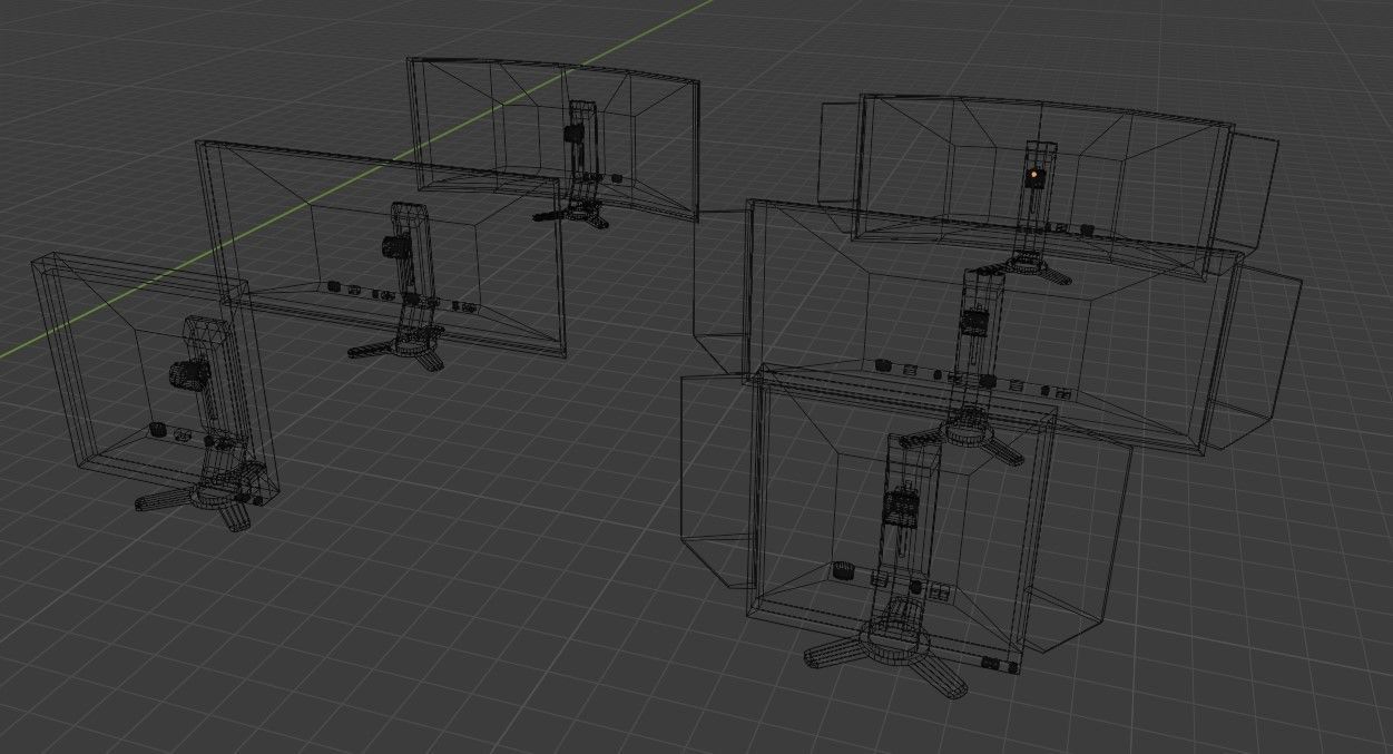 Computer monitors Low-poly 3D model_6