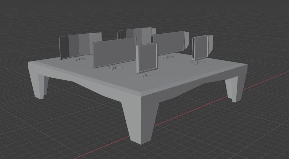 Computer monitors Low-poly 3D model_1