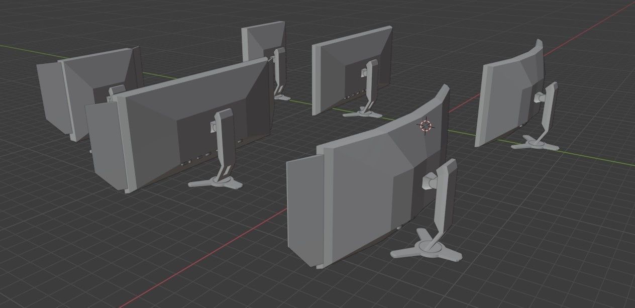 Computer monitors Low-poly 3D model_4