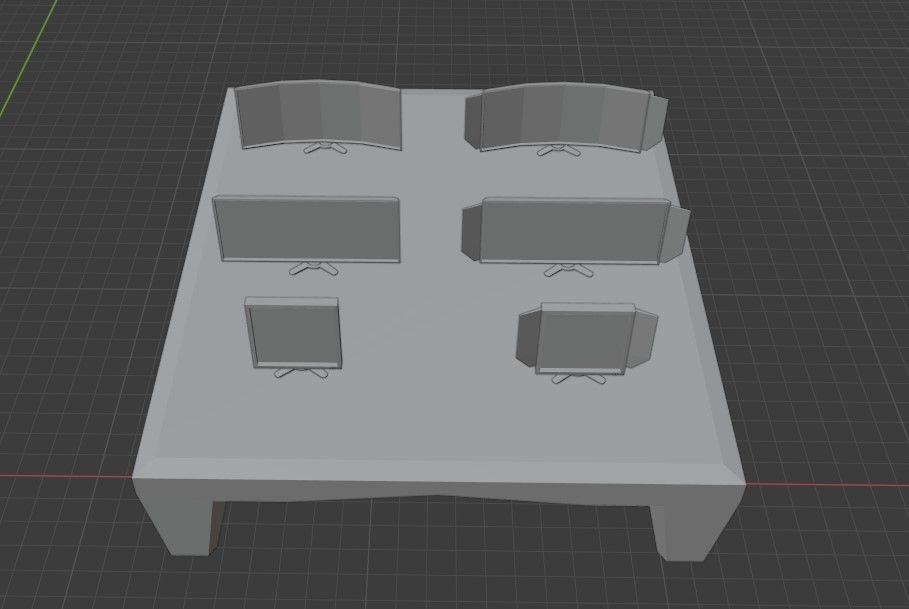 Computer monitors Low-poly 3D model_2