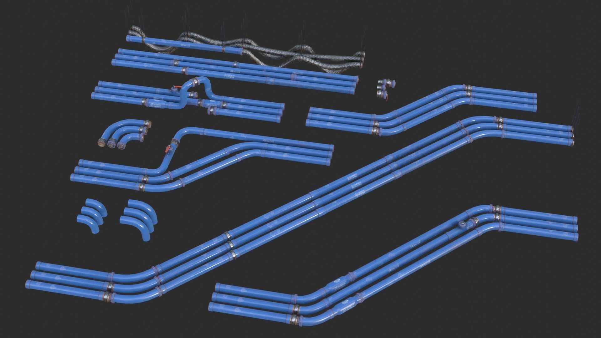 Modular Pipes - Water Treatment Low-poly 3D model_15
