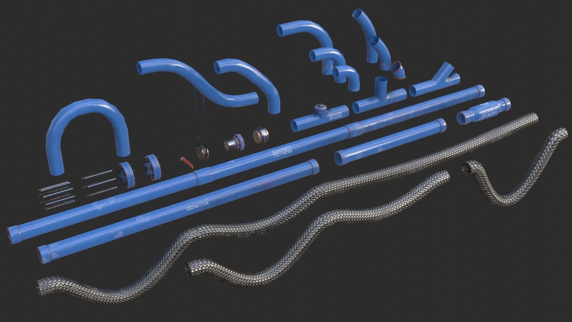 Modular Pipes - Water Treatment Low-poly 3D model_2