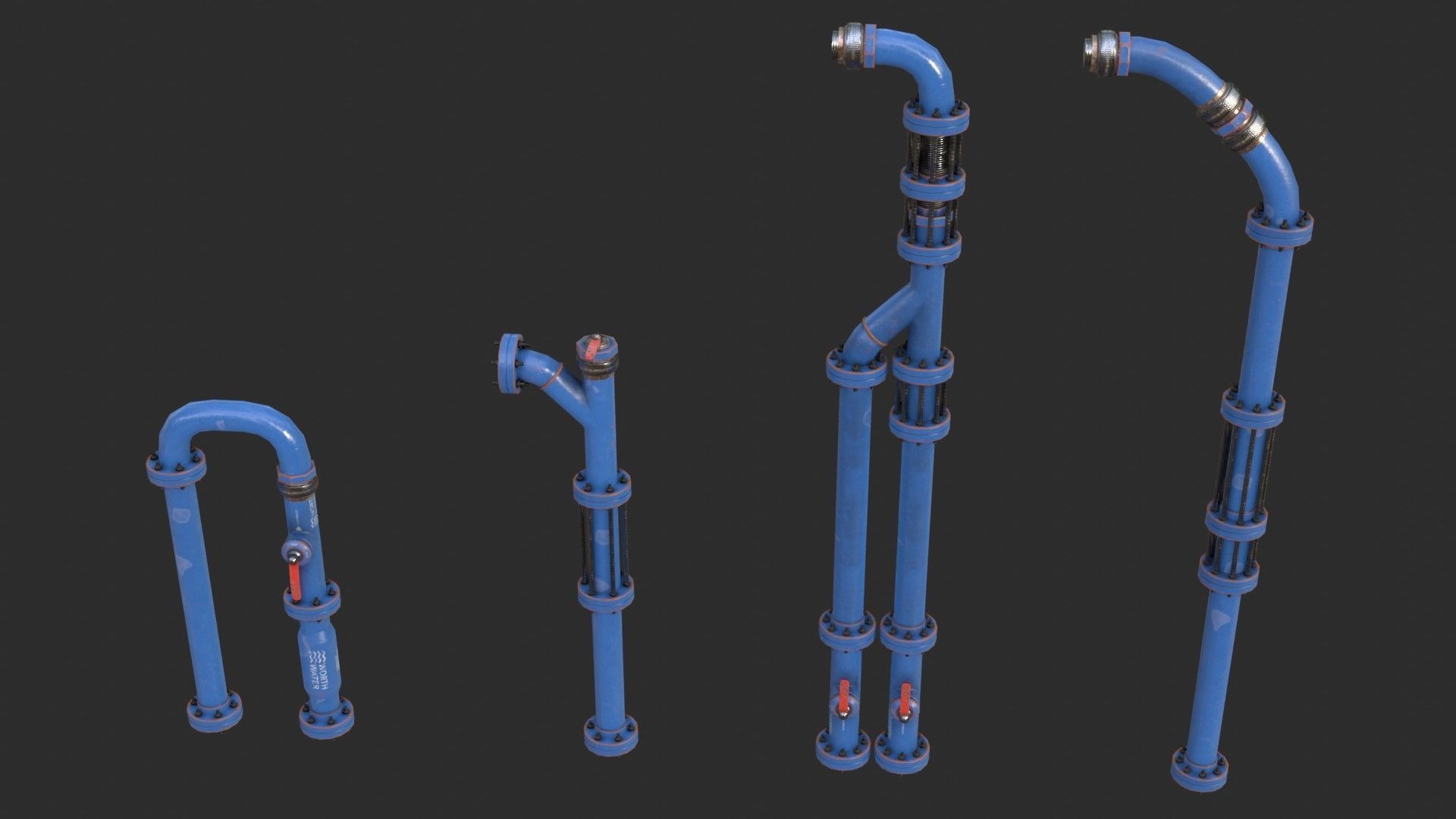 Modular Pipes - Water Treatment Low-poly 3D model_12