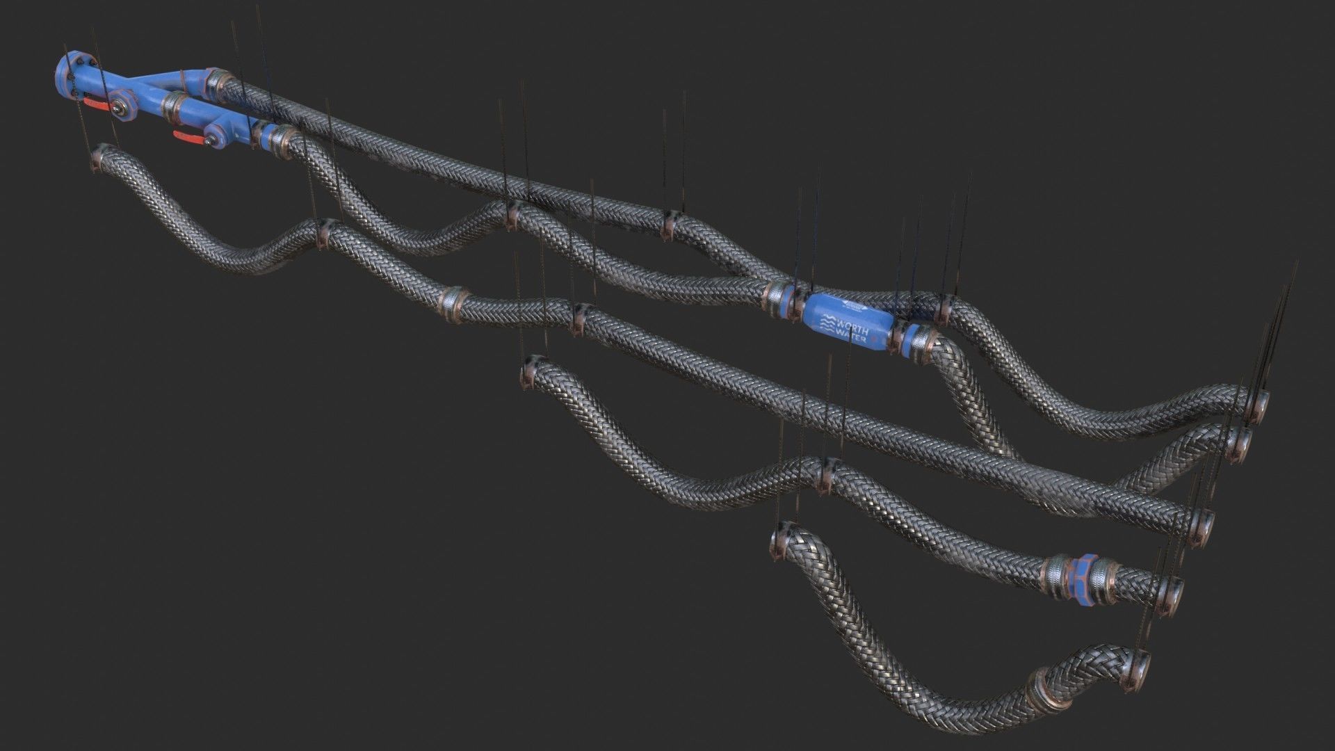 Modular Pipes - Water Treatment Low-poly 3D model_9