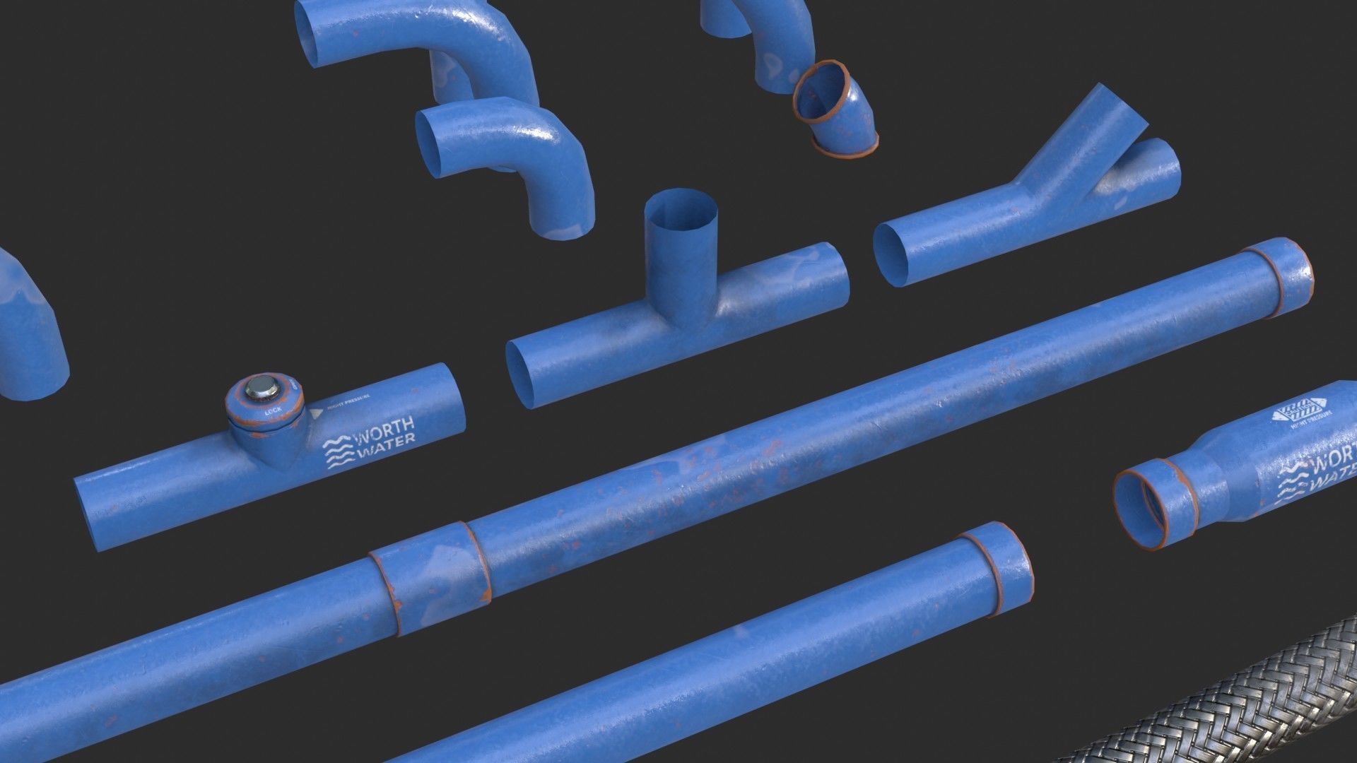 Modular Pipes - Water Treatment Low-poly 3D model_7