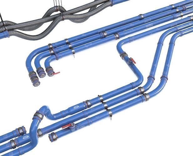 Modular Pipes - Water Treatment Low-poly 3D model