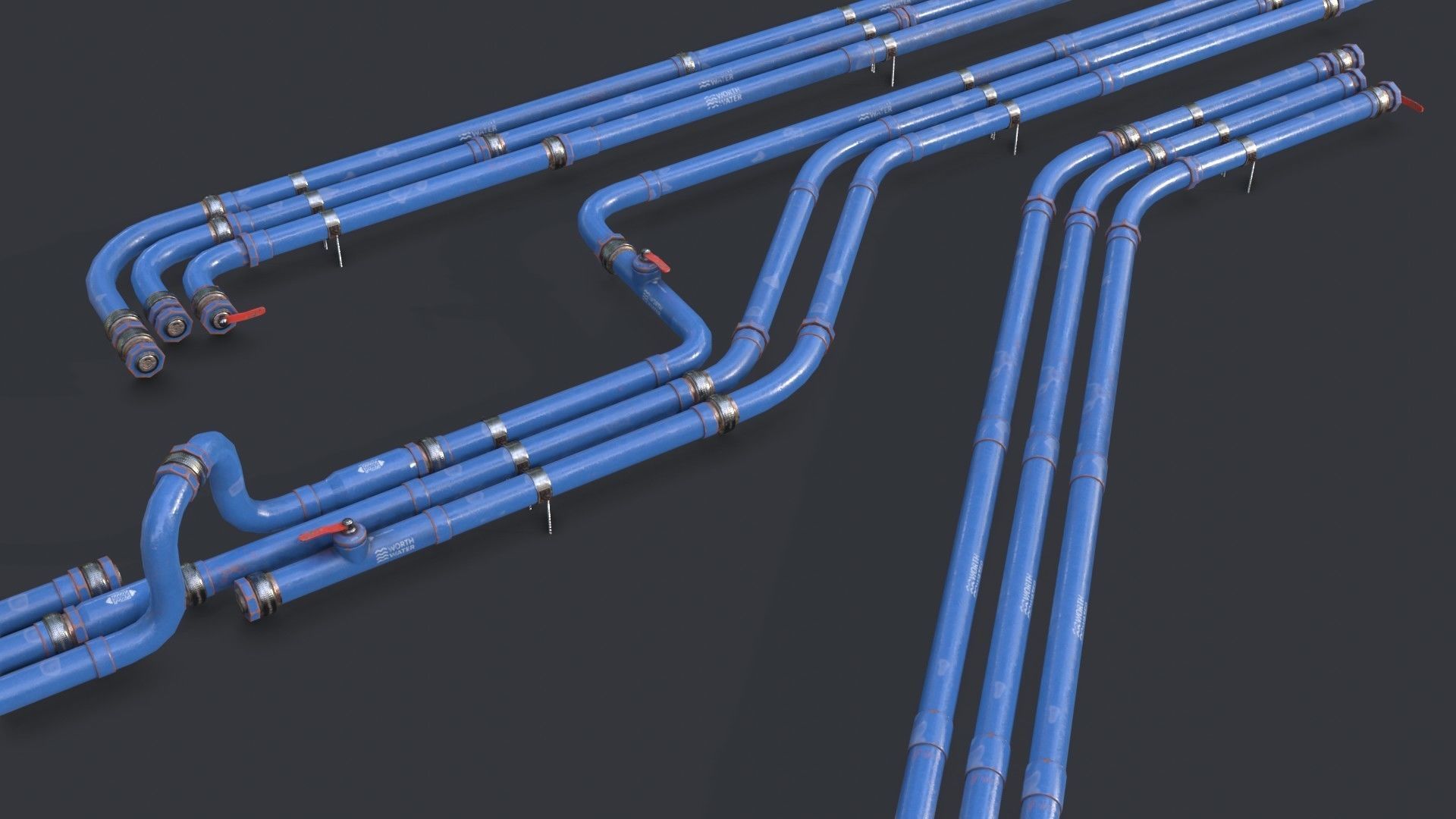 Modular Pipes - Water Treatment Low-poly 3D model_17