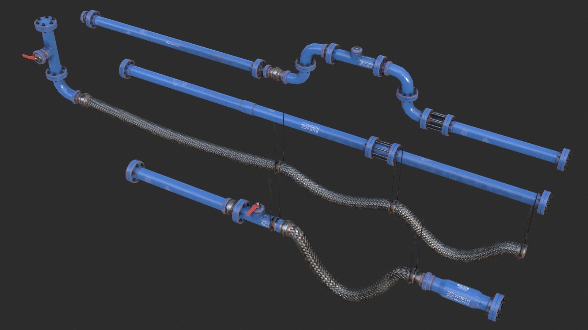 Modular Pipes - Water Treatment Low-poly 3D model_10