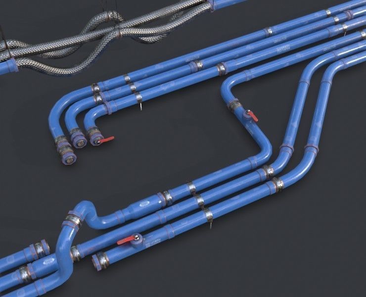 Modular Pipes - Water Treatment Low-poly 3D model_1