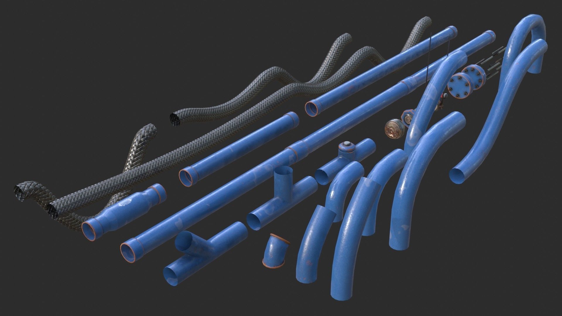 Modular Pipes - Water Treatment Low-poly 3D model_4