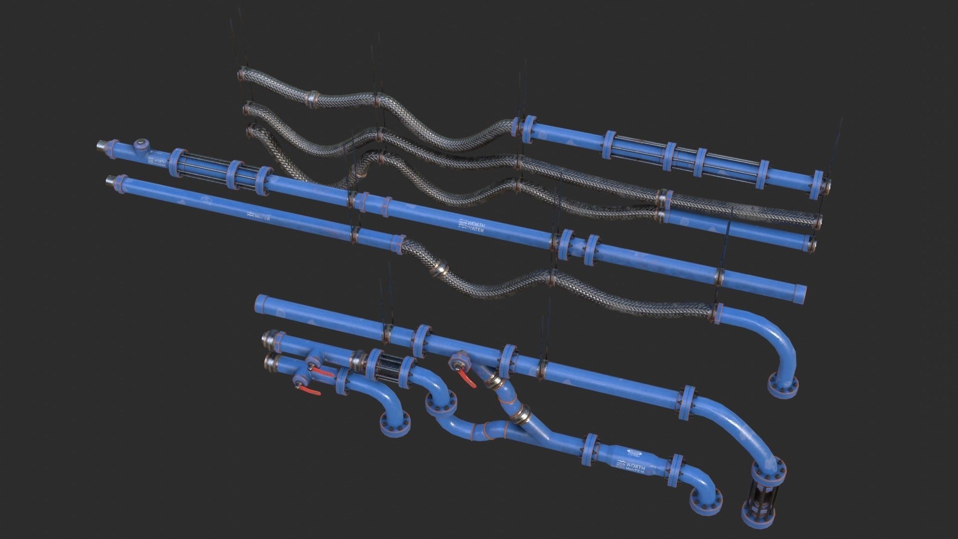 Modular Pipes - Water Treatment Low-poly 3D model_11