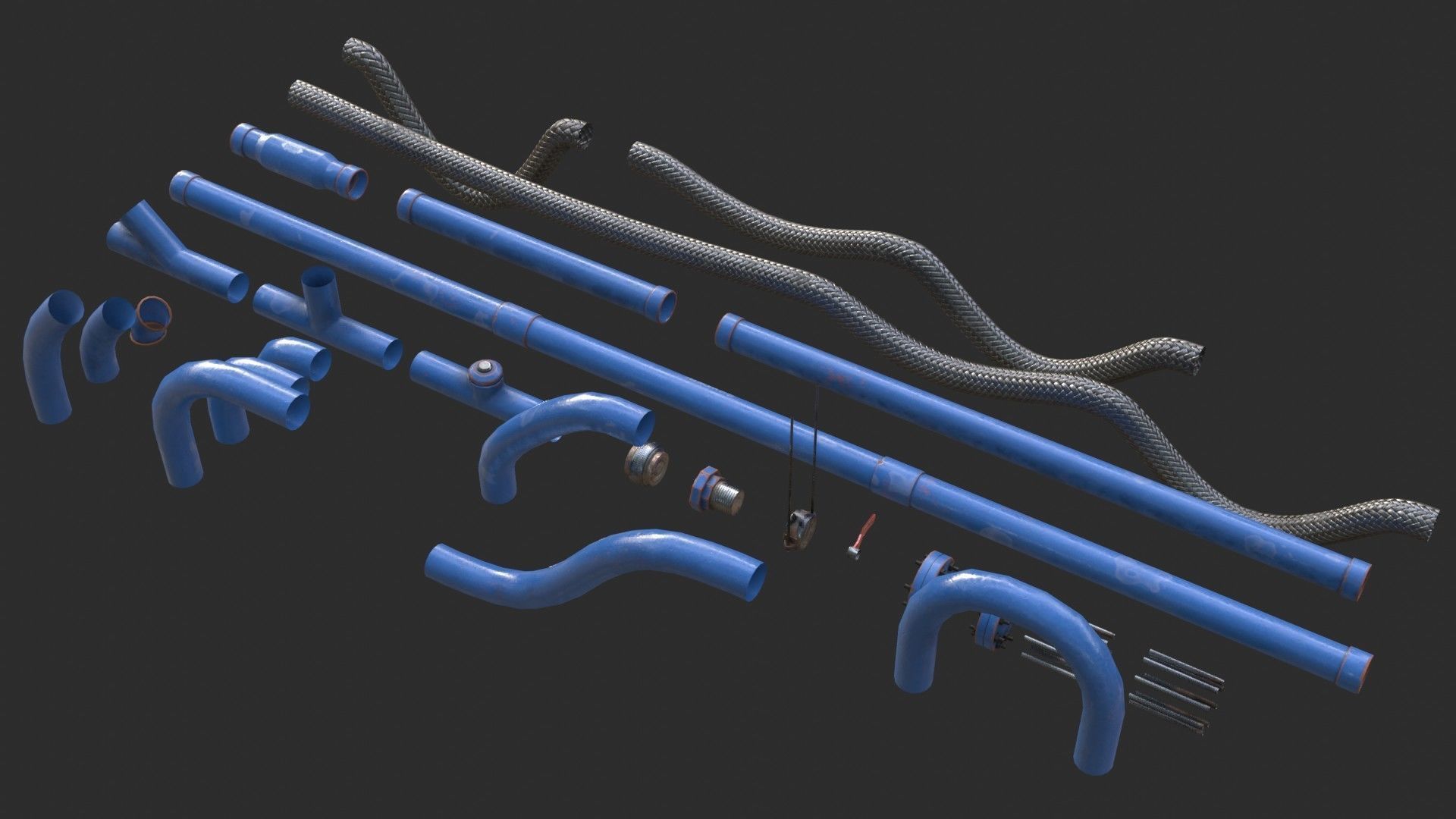 Modular Pipes - Water Treatment Low-poly 3D model_3