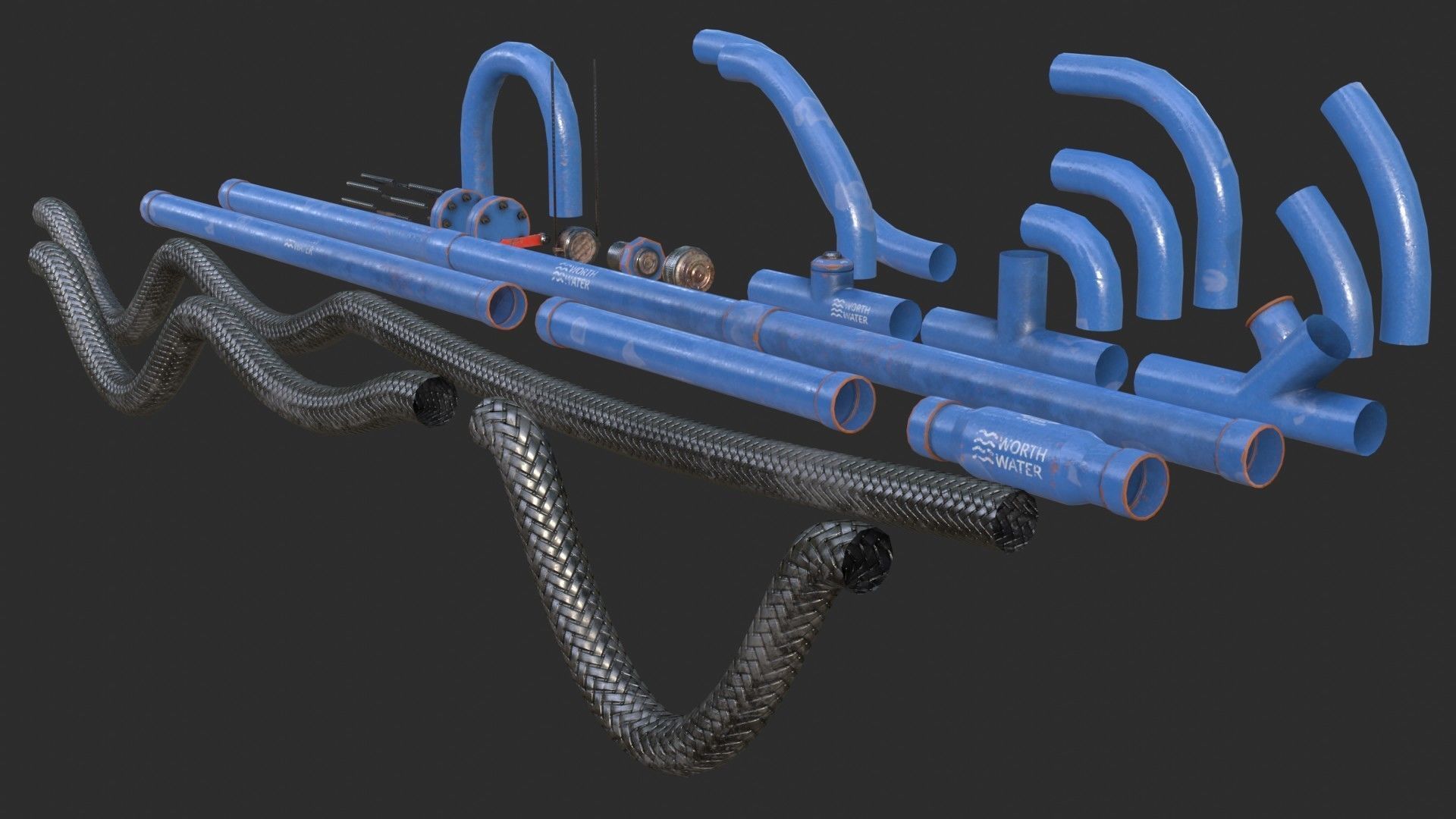 Modular Pipes - Water Treatment Low-poly 3D model_5