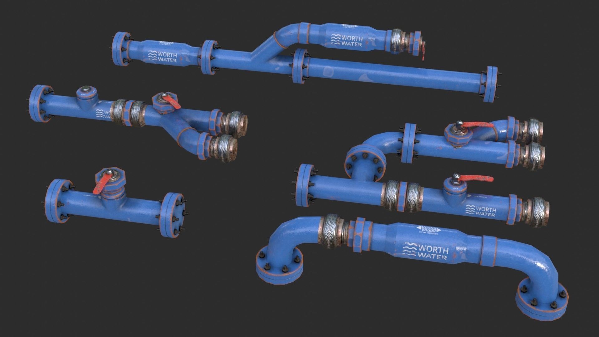 Modular Pipes - Water Treatment Low-poly 3D model_14