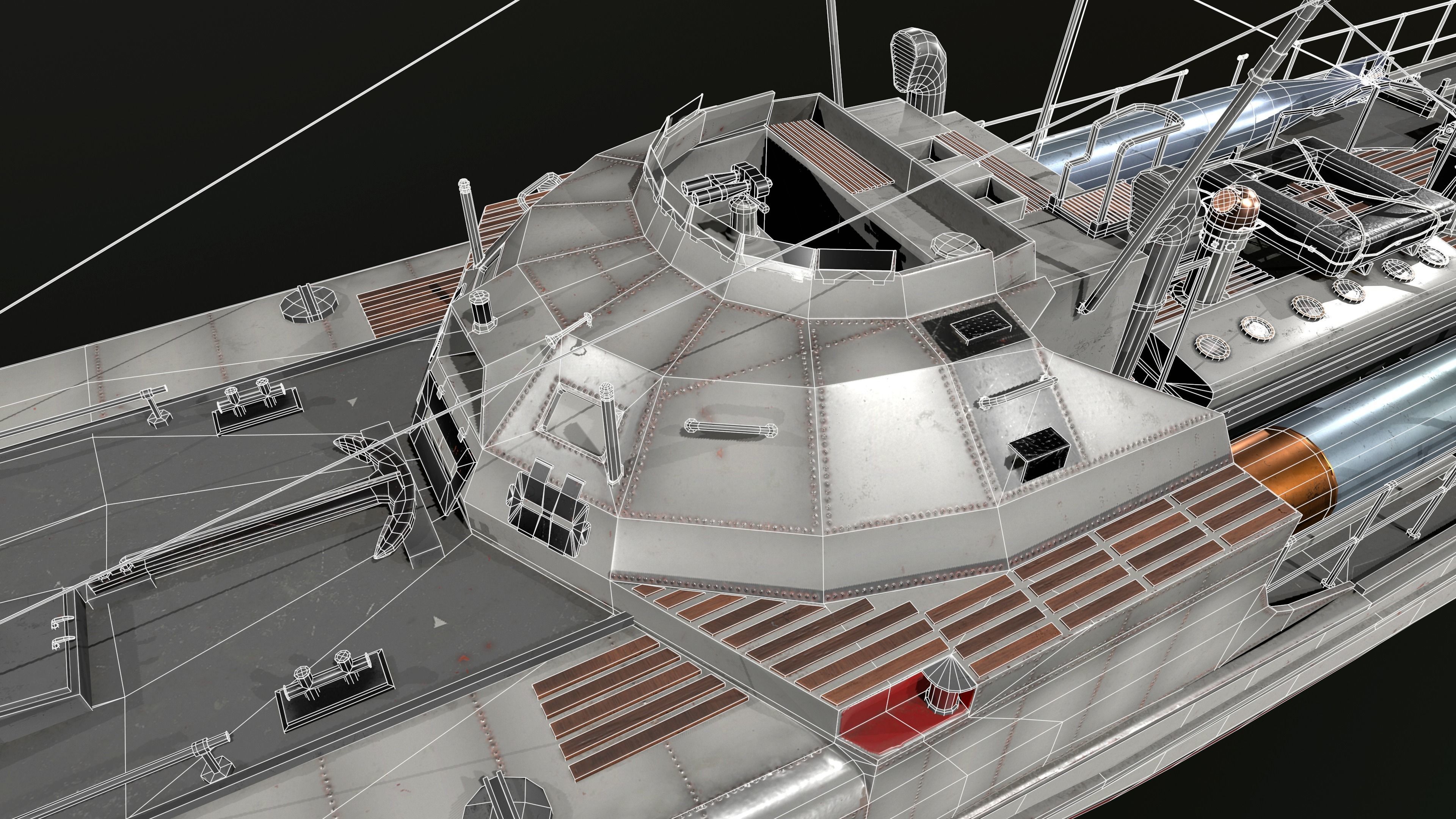 Torpedo boat S-100 Low-poly 3D model_11