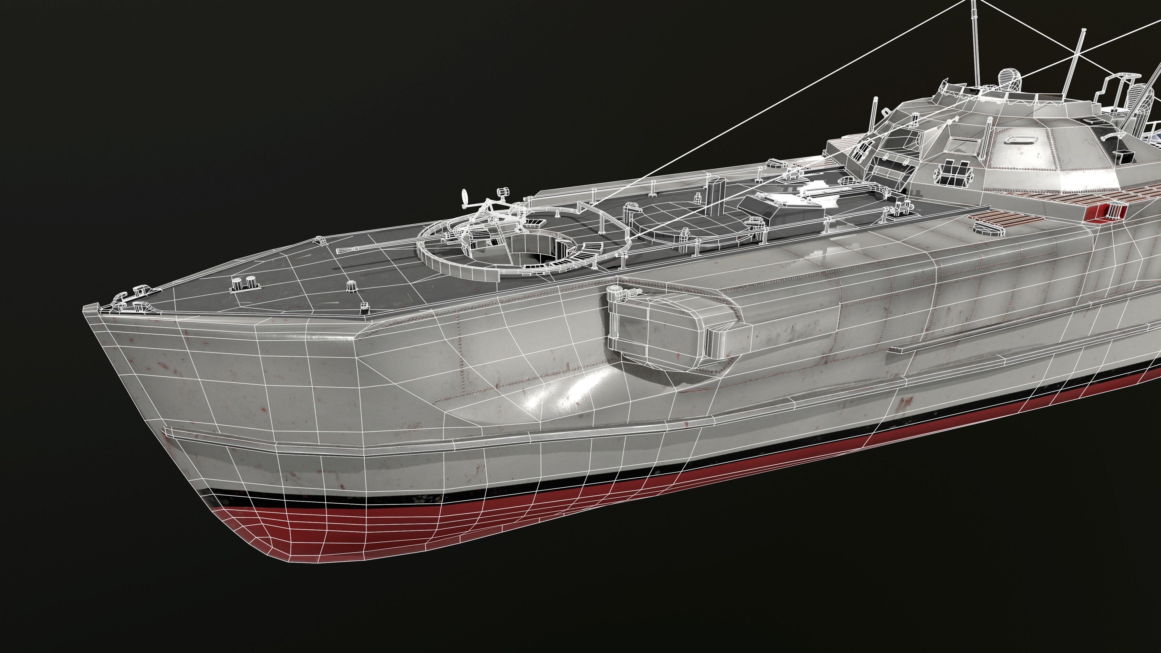 Torpedo boat S-100 Low-poly 3D model_10