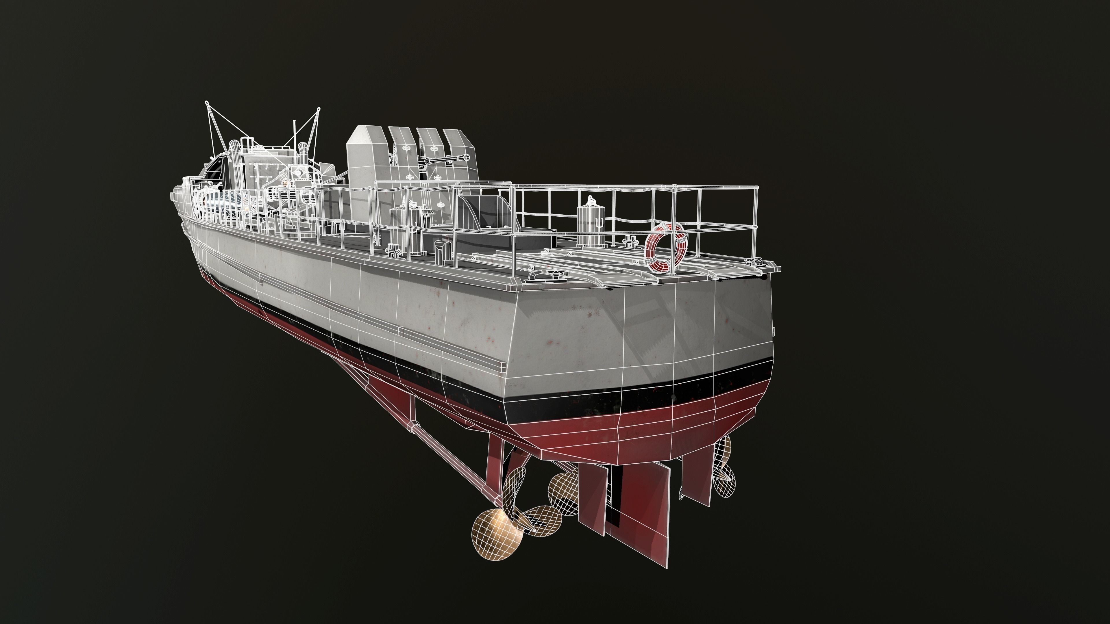 Torpedo boat S-100 Low-poly 3D model_14