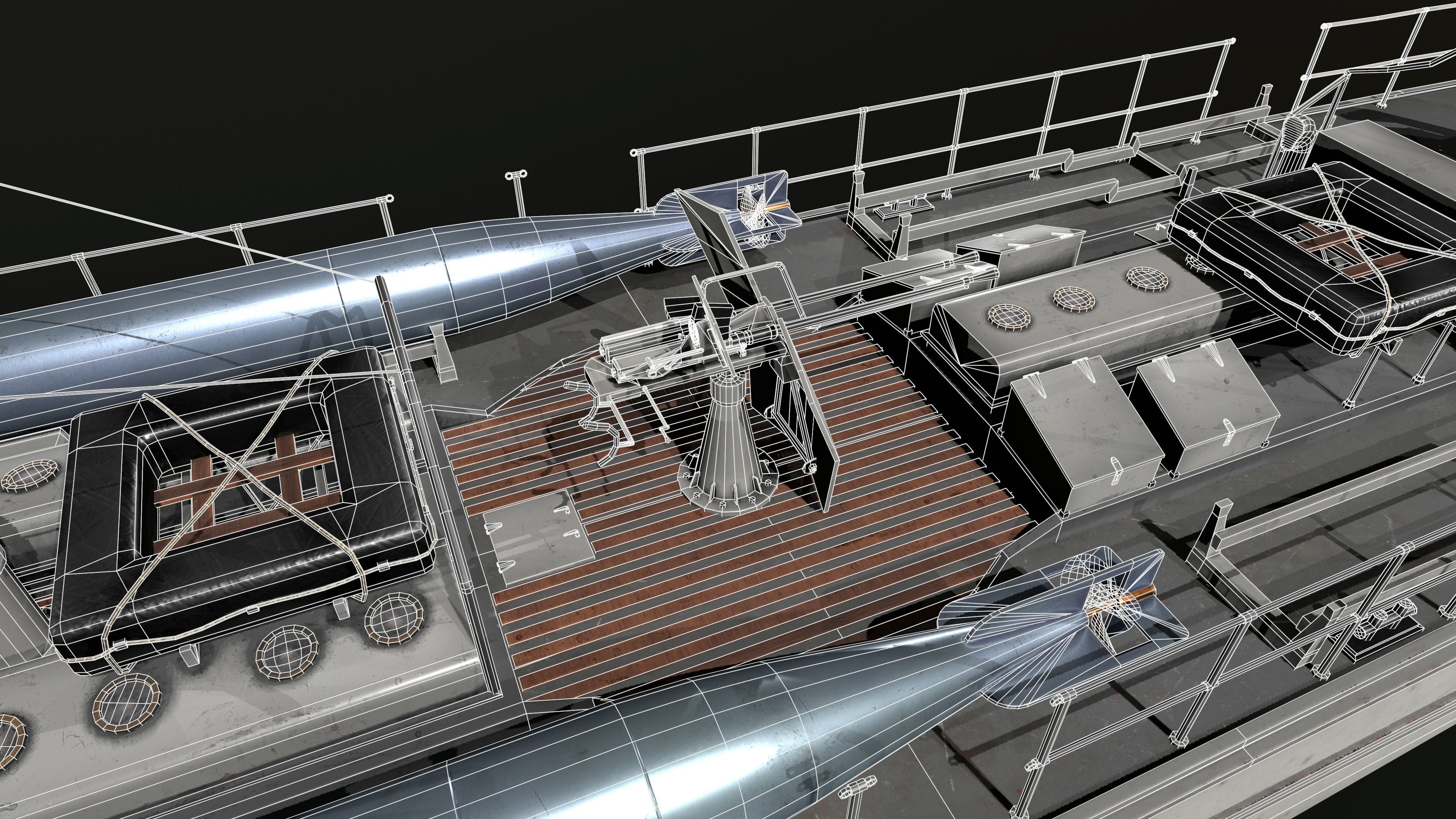 Torpedo boat S-100 Low-poly 3D model_12