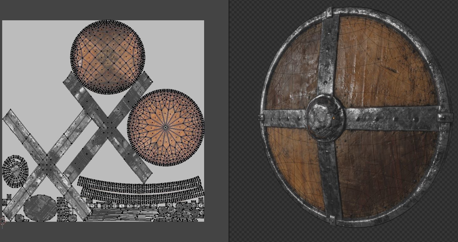 Medieval shield for games Low-poly 3D model_3