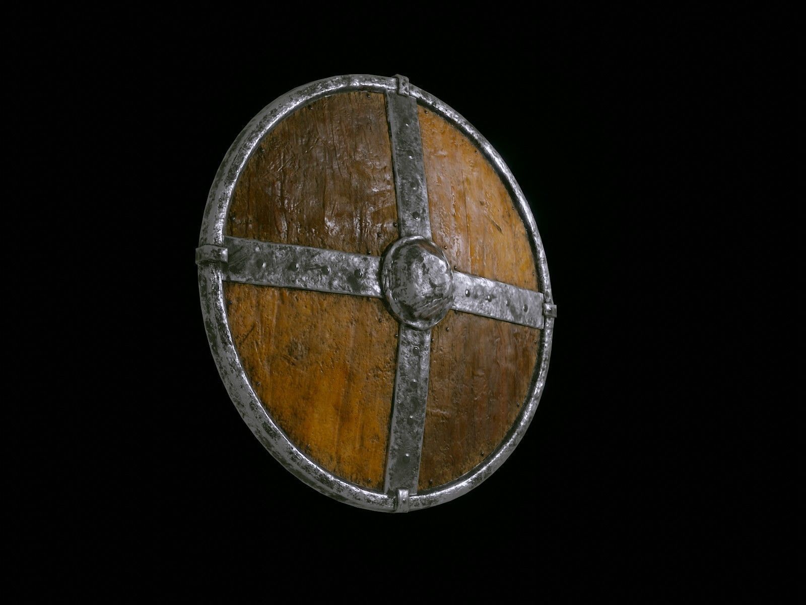 Medieval shield for games Low-poly 3D model_1