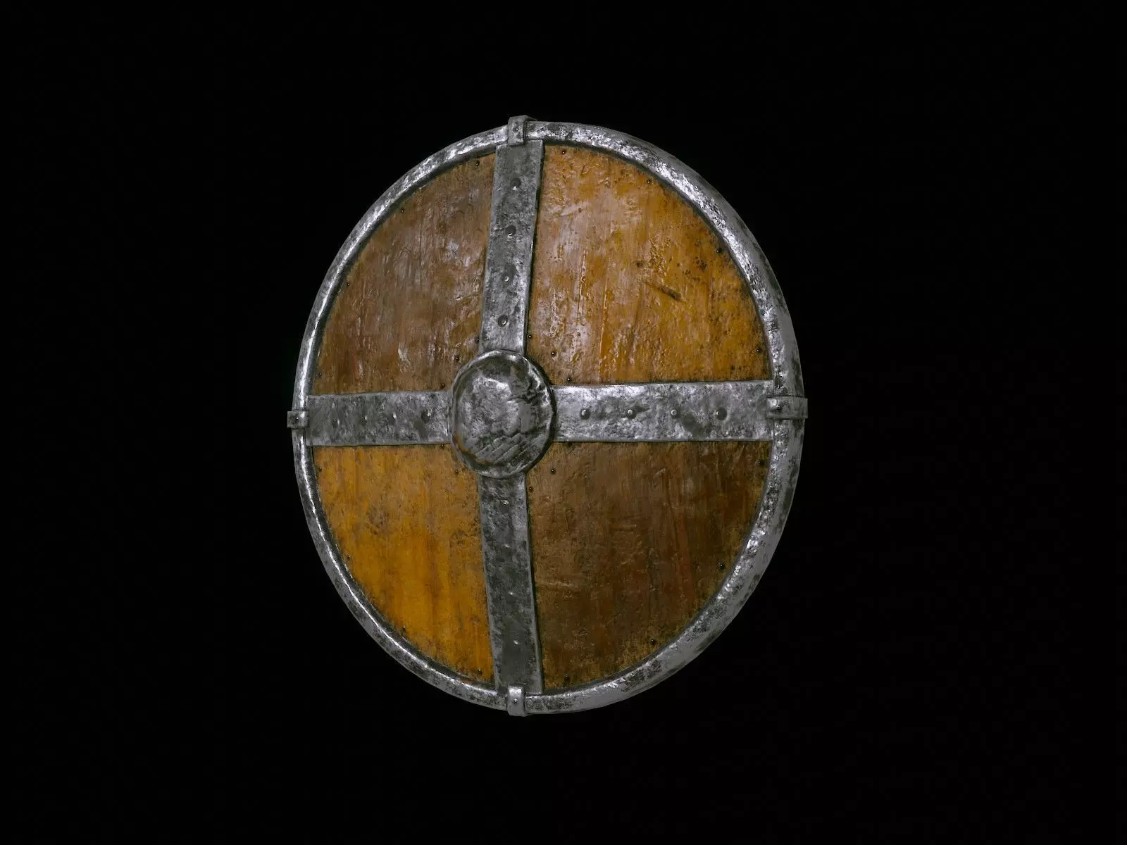 Medieval shield for games Low-poly 3D model_0