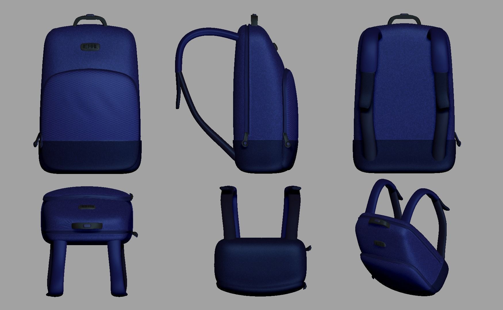 Blue Backpack - Character Accessory - Clothing Low-poly 3D model_9