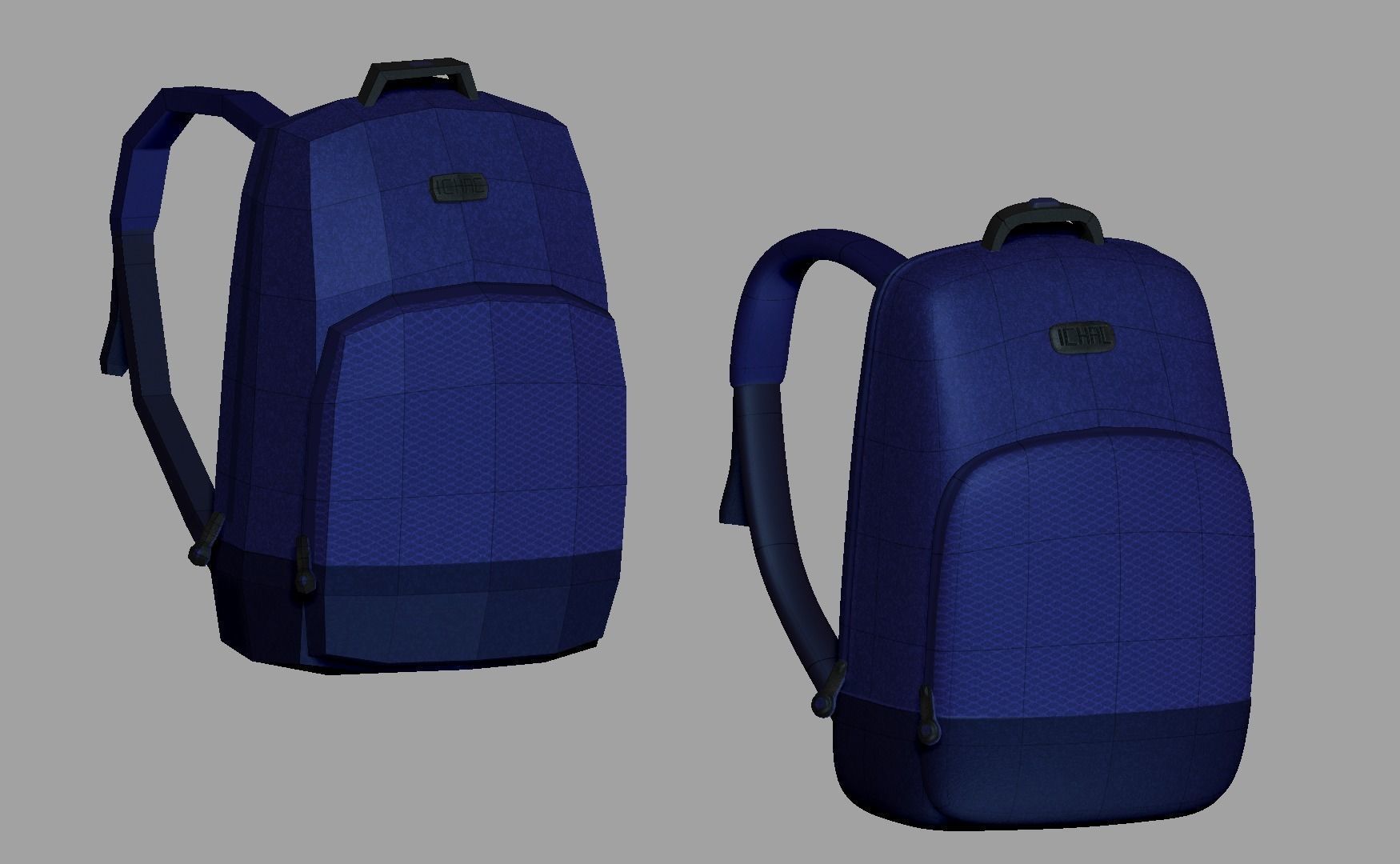 Blue Backpack - Character Accessory - Clothing Low-poly 3D model_11