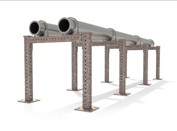Heating network section Steam and hot water pipelines 3D model