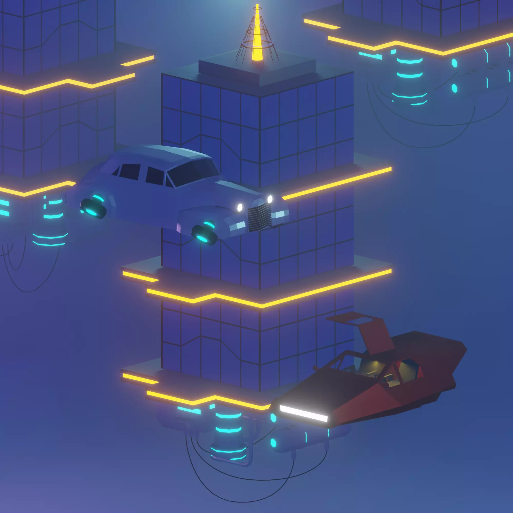 City of the future Low-poly 3D model_0