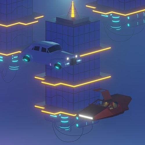 City of the future Low-poly 3D model